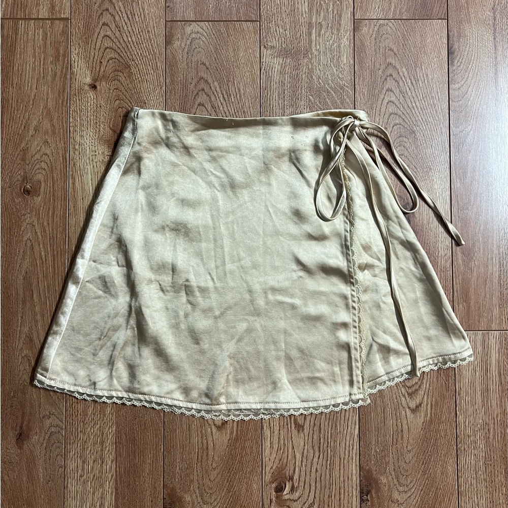 Satin tie skirt
